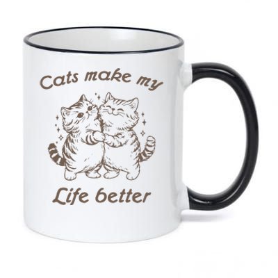 Cats Make My Life Better Cute Dancing Cats 11oz Black Color Changing Mug