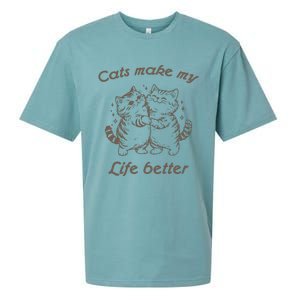 Cats Make My Life Better Cute Dancing Cats Sueded Cloud Jersey T-Shirt