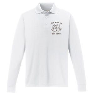 Cats Make My Life Better Cute Dancing Cats Performance Long Sleeve Polo