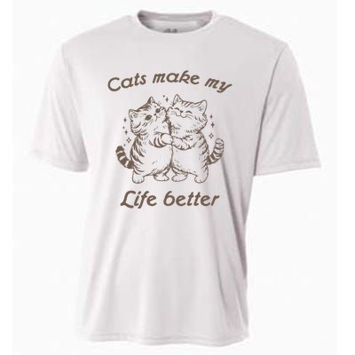 Cats Make My Life Better Cute Dancing Cats Cooling Performance Crew T-Shirt