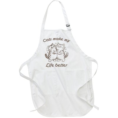 Cats Make My Life Better Cute Dancing Cats Full-Length Apron With Pockets