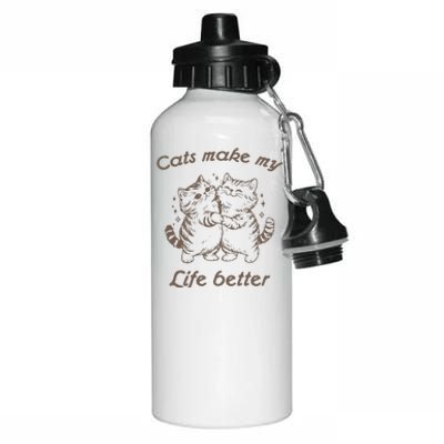 Cats Make My Life Better Cute Dancing Cats Aluminum Water Bottle