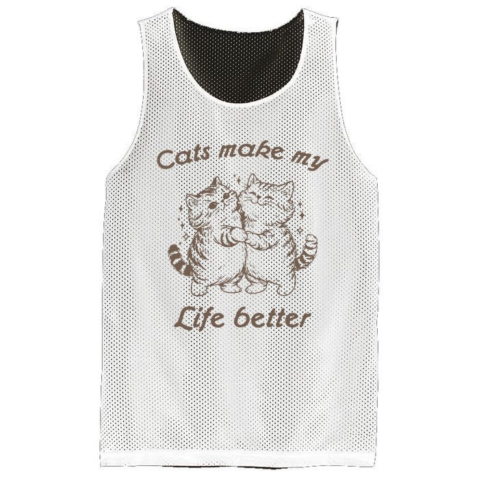 Cats Make My Life Better Cute Dancing Cats Mesh Reversible Basketball Jersey Tank