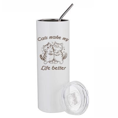 Cats Make My Life Better Cute Dancing Cats Stainless Steel Tumbler