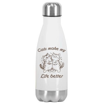 Cats Make My Life Better Cute Dancing Cats Stainless Steel Insulated Water Bottle