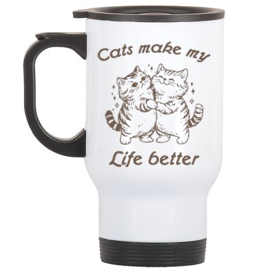 Cats Make My Life Better Cute Dancing Cats Stainless Steel Travel Mug