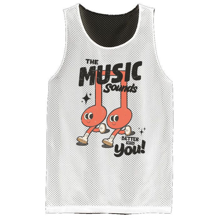 Cute Musical Note Symbols Mesh Reversible Basketball Jersey Tank