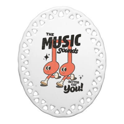 Cute Musical Note Symbols Ceramic Oval Ornament