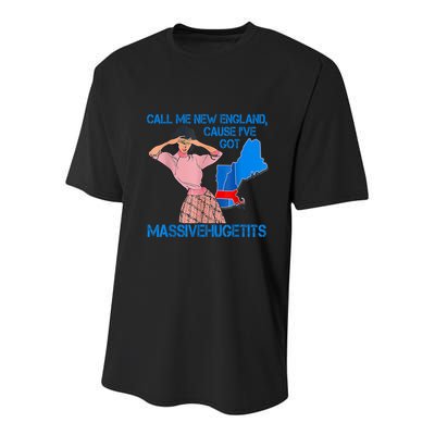 Call Me New England Cause I Got Massivehugetits Youth Performance Sprint T-Shirt