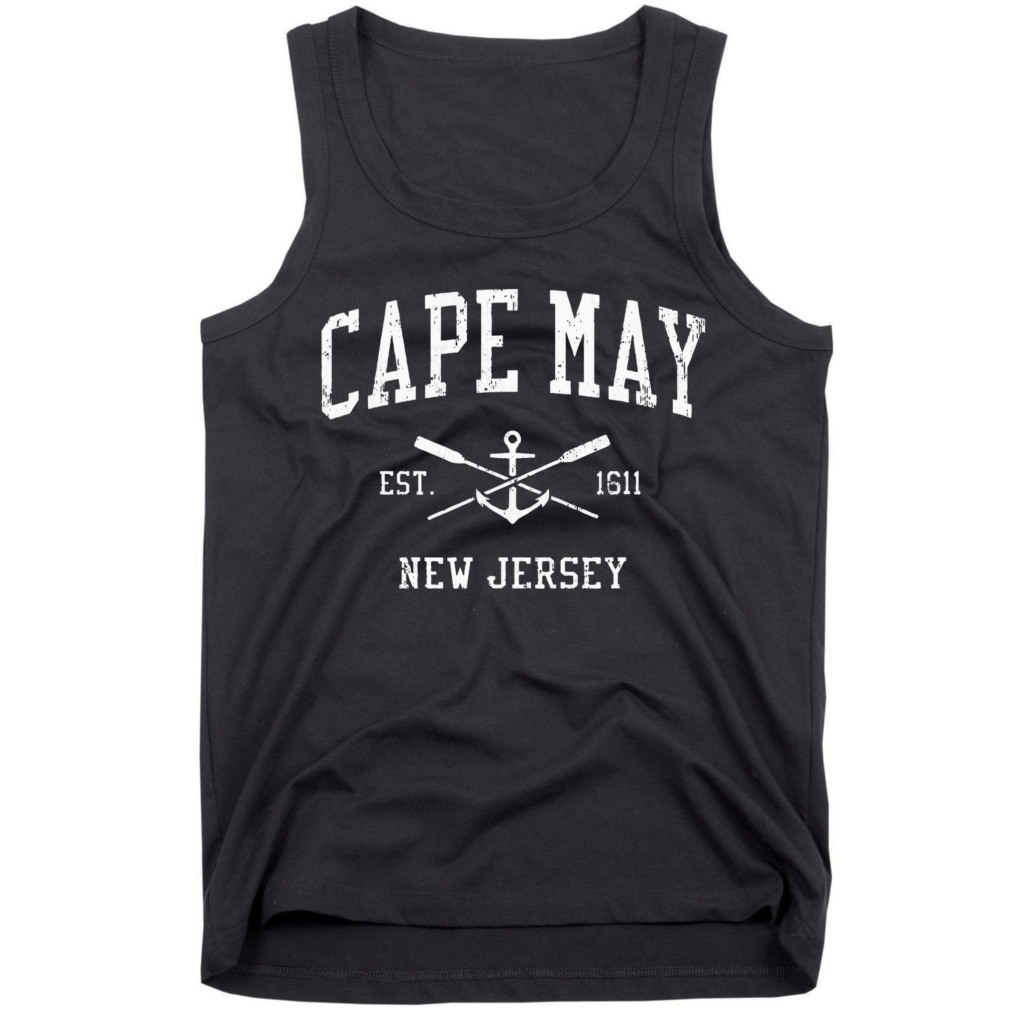 Cape May Nj Vintage Crossed Oars & Boat Anchor Sports Tank Top