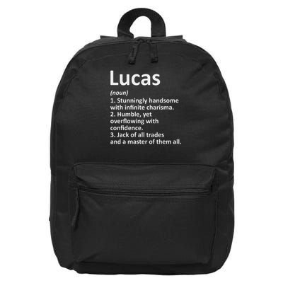 Custom Men Name Meaning Boy Christmas Father's Day Lucas Definition 16 in Basic Backpack