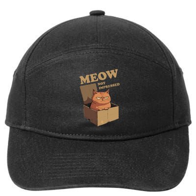 Cat Meow Not Impressed Meme Sarcastic Grumpy Feline In Box .Png 7-Panel Snapback Hat