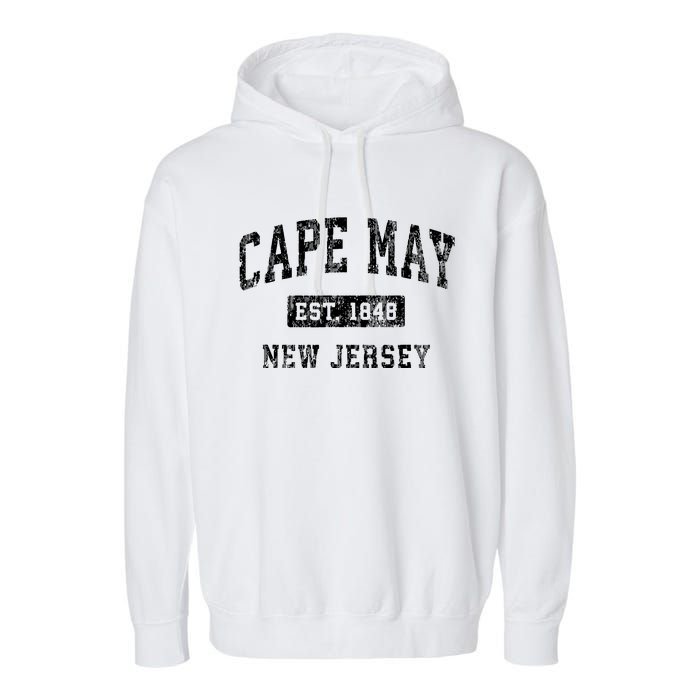 Cape May New Jersey Nj Vintage Established Sports Design Garment-Dyed Fleece Hoodie