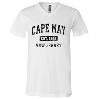 Cape May New Jersey Nj Vintage Established Sports Design V-Neck T-Shirt