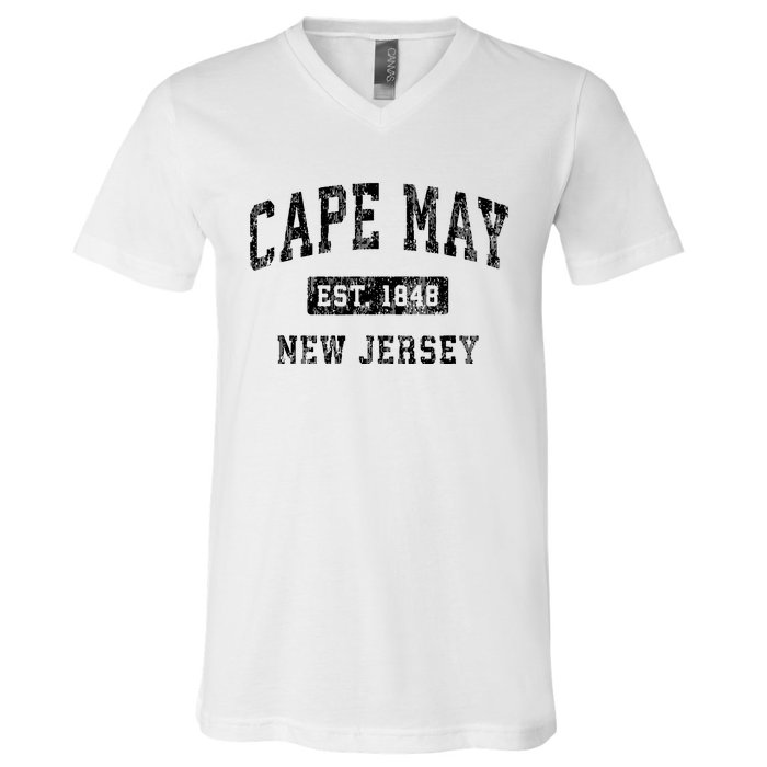 Cape May New Jersey Nj Vintage Established Sports Design V-Neck T-Shirt