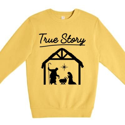 Christmas Manger Nativity Scene True Story Wise Premium Crewneck Sweatshirt