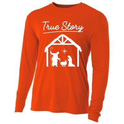 Christmas Manger Nativity Scene True Story Wise Cooling Performance Long Sleeve Crew