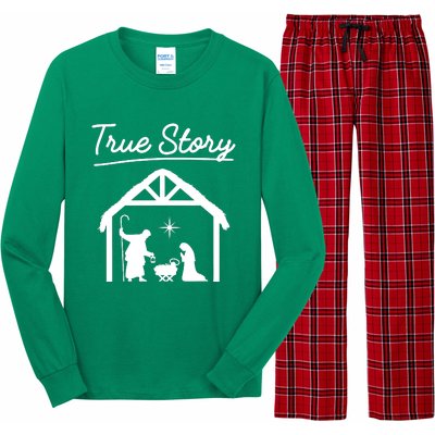 Christmas Manger Nativity Scene True Story Wise Long Sleeve Pajama Set