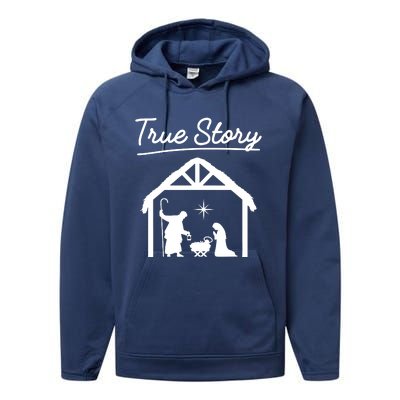 Christmas Manger Nativity Scene True Story Wise Performance Fleece Hoodie