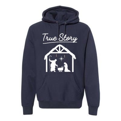 Christmas Manger Nativity Scene True Story Wise Premium Hoodie