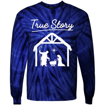 Christmas Manger Nativity Scene True Story Wise Tie-Dye Long Sleeve Shirt