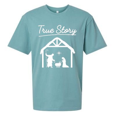 Christmas Manger Nativity Scene True Story Wise Sueded Cloud Jersey T-Shirt