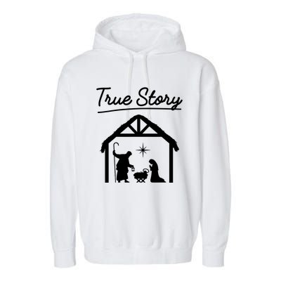 Christmas Manger Nativity Scene True Story Wise Garment-Dyed Fleece Hoodie