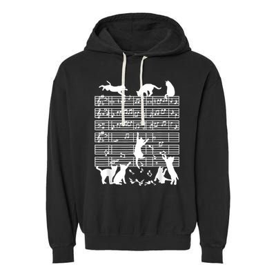 Cats Musical Notes Music Musician Composer Cat Lover Garment-Dyed Fleece Hoodie