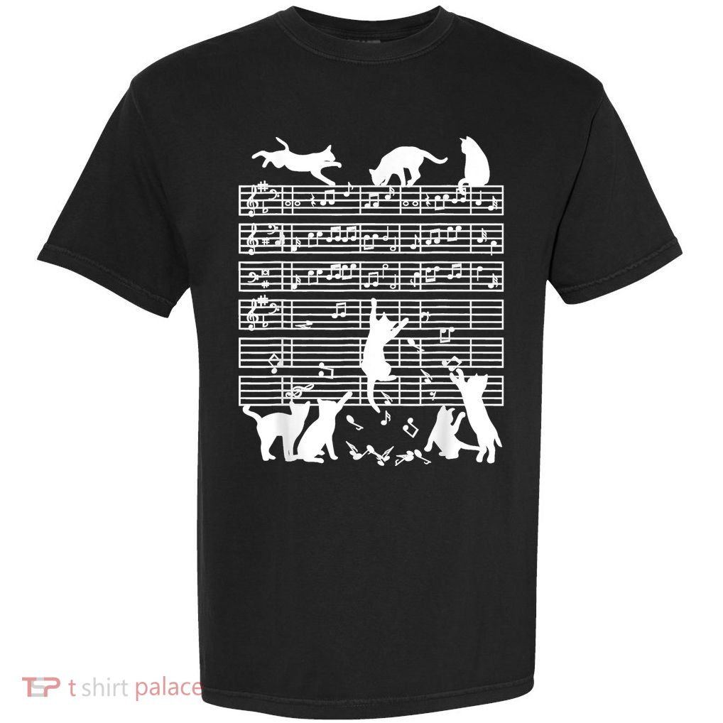 Cats Musical Notes Music Musician Composer Cat Lover Garment-Dyed Heavyweight T-Shirt