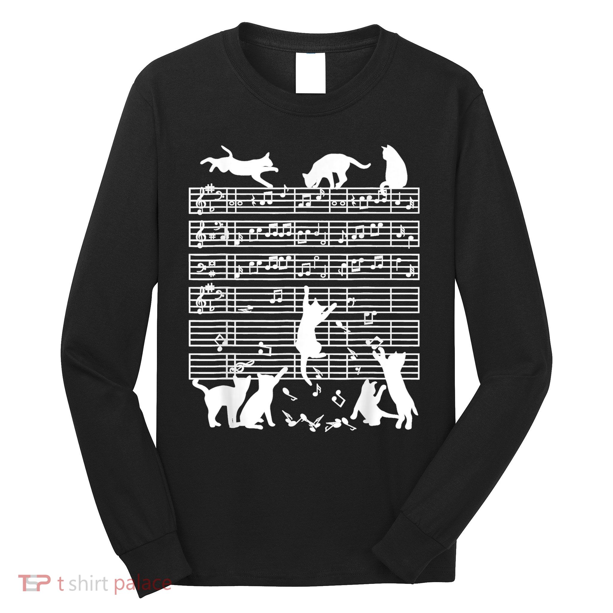 Cats Musical Notes Music Musician Composer Cat Lover Long Sleeve Shirt