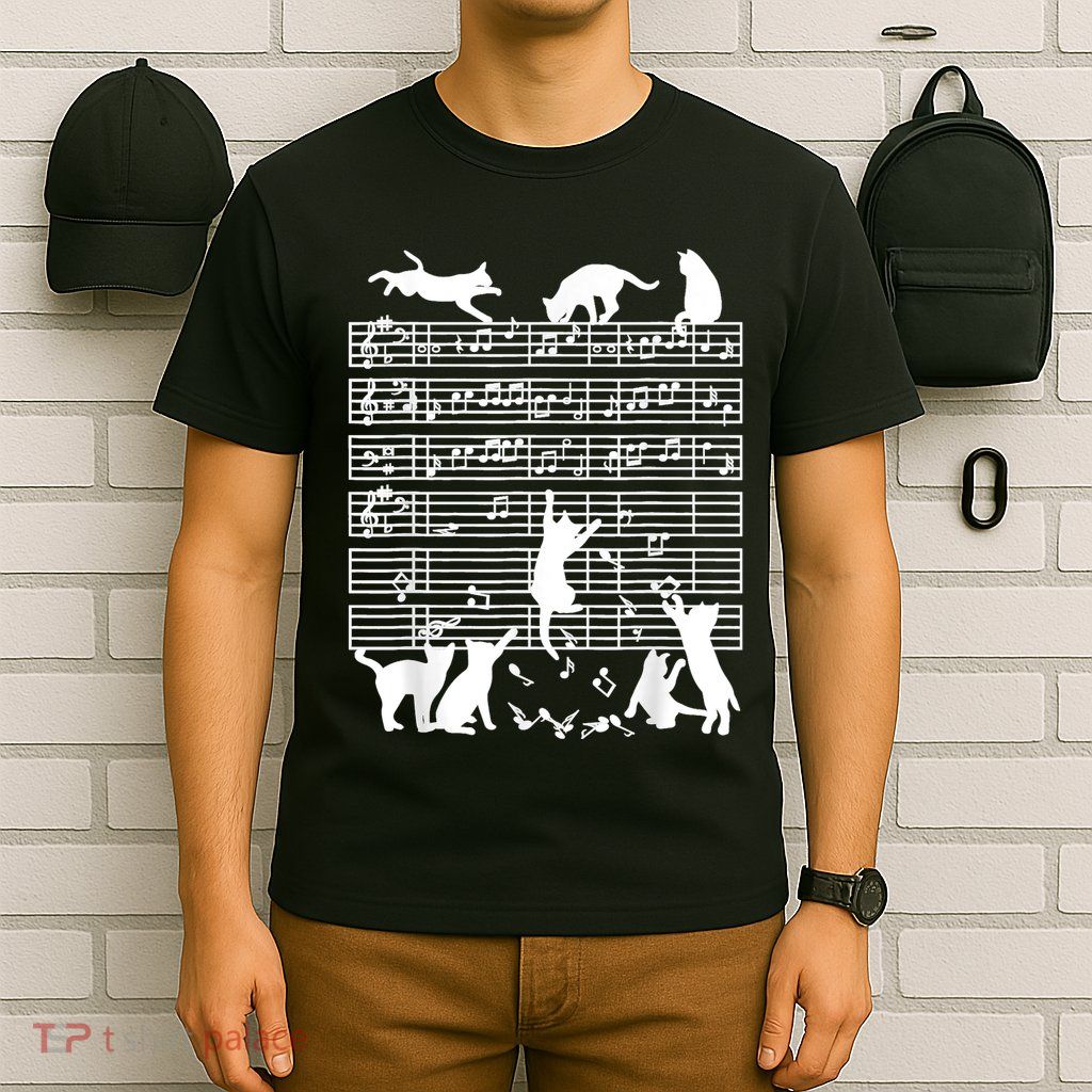 Cats Musical Notes Music Musician Composer Cat Lover T-Shirt
