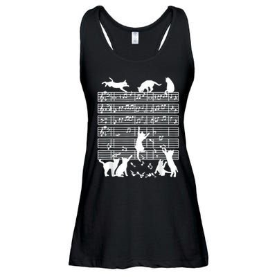 Cats Musical Notes Music Musician Composer Cat Lover Ladies Essential Flowy Tank