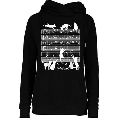 Cats Musical Notes Music Musician Composer Cat Lover Womens Funnel Neck Pullover Hood
