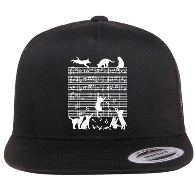 Cats Musical Notes Music Musician Composer Cat Lover Flatbill Hat