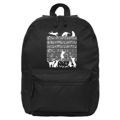 Cats Musical Notes Music Musician Composer Cat Lover 16 in Basic Backpack