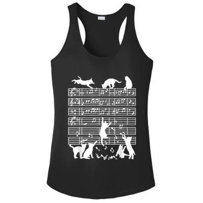 Cats Musical Notes Music Musician Composer Cat Lover Ladies PosiCharge Competitor Racerback Tank