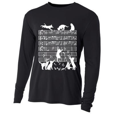 Cats Musical Notes Music Musician Composer Cat Lover Cooling Performance Long Sleeve Crew