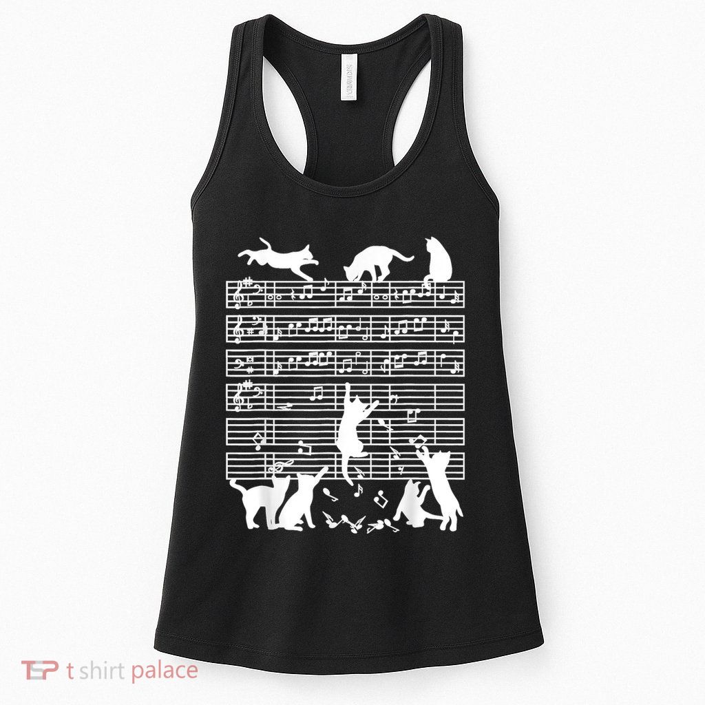Cats Musical Notes Music Musician Composer Cat Lover Womens Tank Top
