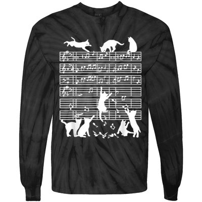 Cats Musical Notes Music Musician Composer Cat Lover Tie-Dye Long Sleeve Shirt