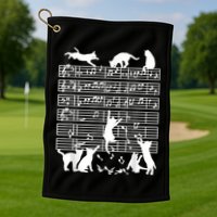 Cats Musical Notes Music Musician Composer Cat Lover Golf Towel