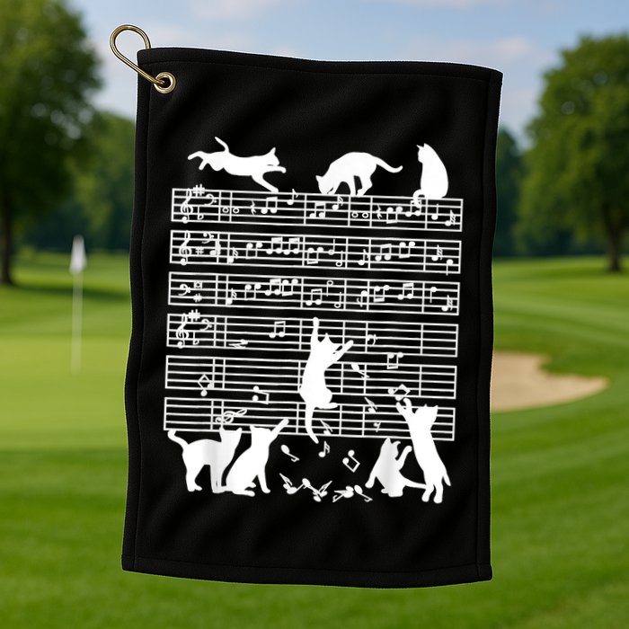 Cats Musical Notes Music Musician Composer Cat Lover Golf Towel