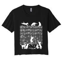 Cats Musical Notes Music Musician Composer Cat Lover Women's Crop Top Tee