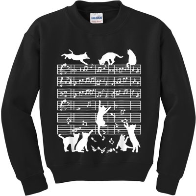Cats Musical Notes Music Musician Composer Cat Lover Kids Sweatshirt