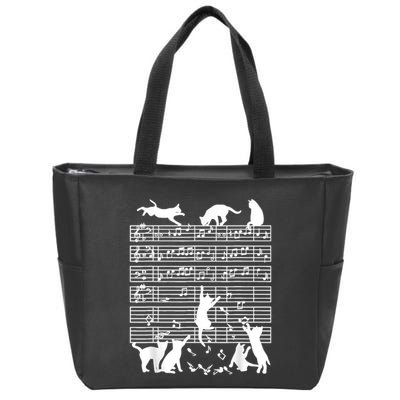 Cats Musical Notes Music Musician Composer Cat Lover Zip Tote Bag