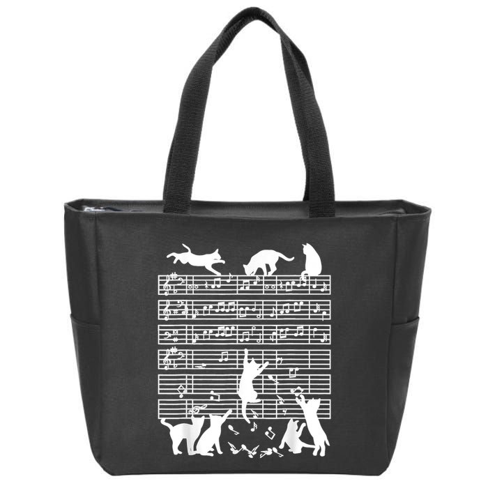 Cats Musical Notes Music Musician Composer Cat Lover Zip Tote Bag