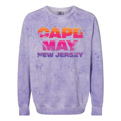 Cape May Nj Rainbow Souvenir Colorful Sunset Family Trip Gift Colorblast Crewneck Sweatshirt