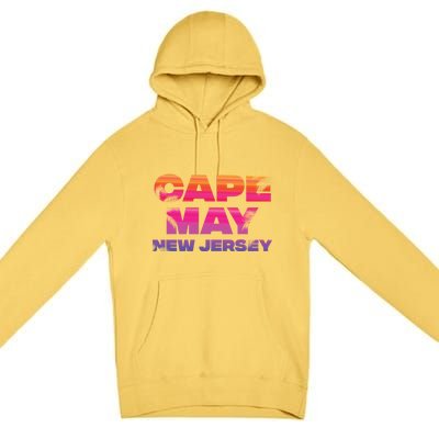 Cape May Nj Rainbow Souvenir Colorful Sunset Family Trip Gift Premium Pullover Hoodie