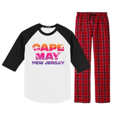 Cape May Nj Rainbow Souvenir Colorful Sunset Family Trip Gift Raglan Sleeve Pajama Set