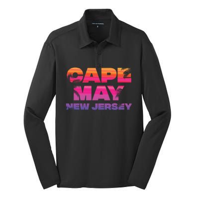 Cape May Nj Rainbow Souvenir Colorful Sunset Family Trip Gift Silk Touch Performance Long Sleeve Polo