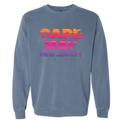 Cape May Nj Rainbow Souvenir Colorful Sunset Family Trip Gift Garment-Dyed Sweatshirt